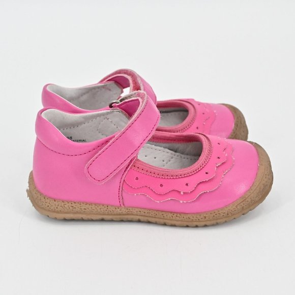 ANGEL Toddler Girl Ruffle Scalloped Mary Jane Pink Closed Toe Ankle Strap Size 6 - Picture 3 of 12